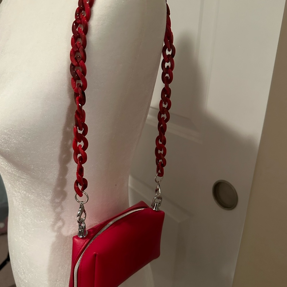🆕 Dior Beauty Cosmetic Case to Shoulder Bag Purse, Red PU Leather, New Handbag
